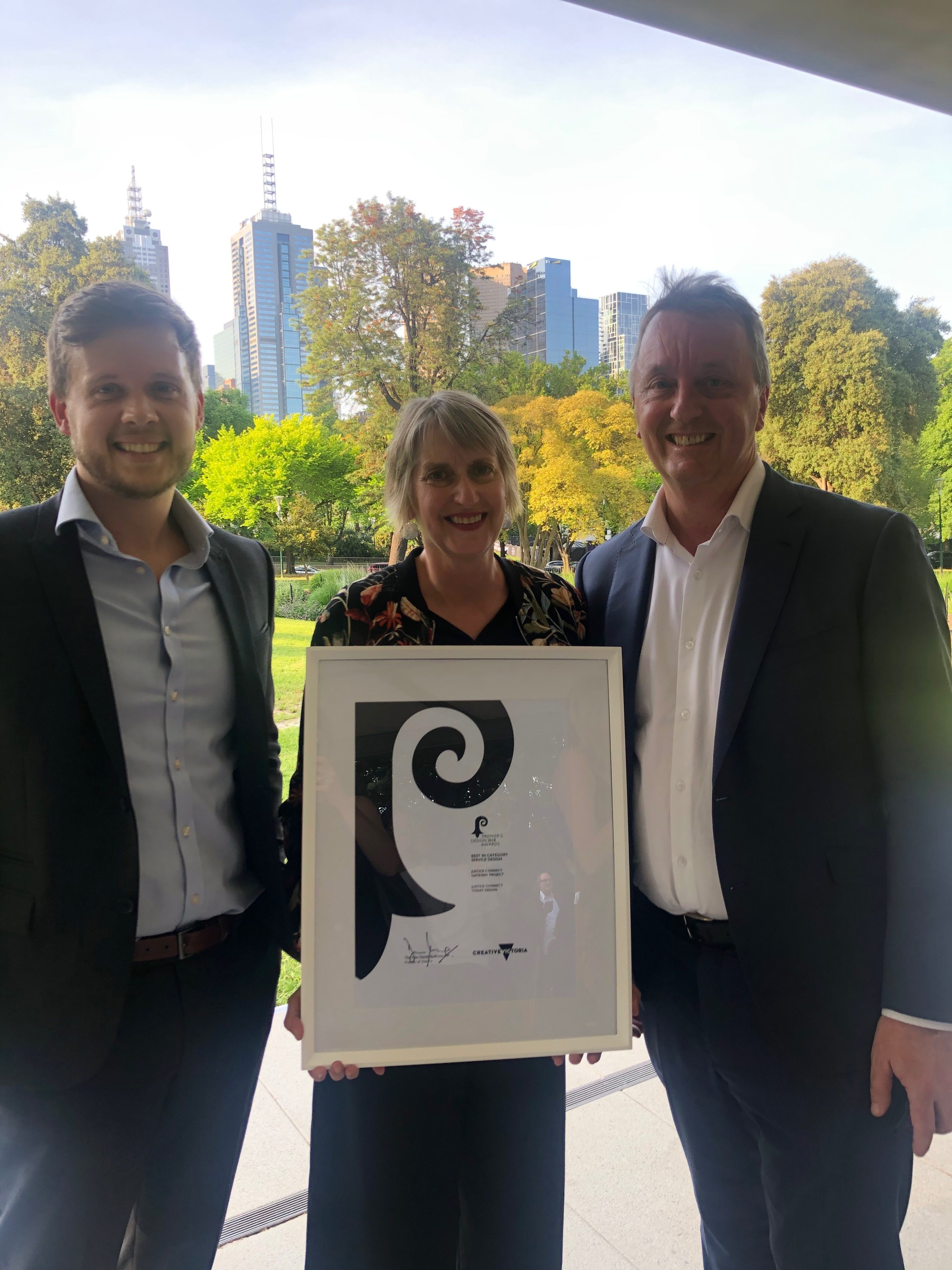 Tom and Sue collecting the Premier's Design Award