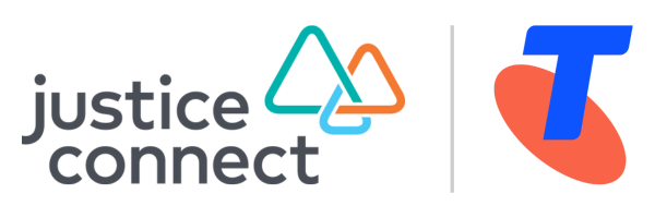 Justice Connect and Telstra logos