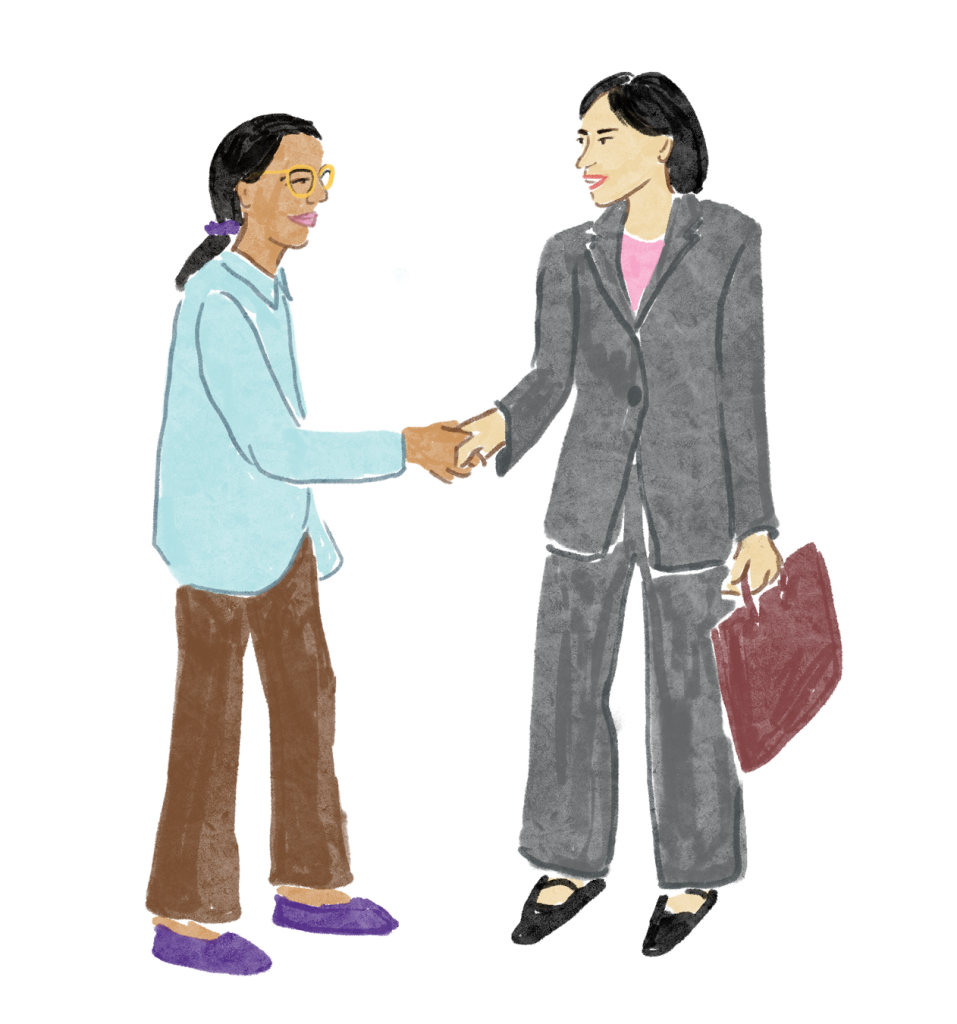 Illustration of two people shaking hands